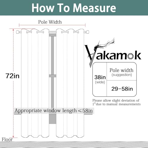 Yakamok 72 Inch Long Room Darkening Thermal Insulated with Grommet Window Curtain for Bedroom, 38Wx72L inch, Light Beige, 2 Panels