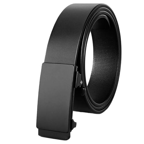 Ceinture à cliquet en cuir pour homme avec boucle automatique réglable en alliage chic