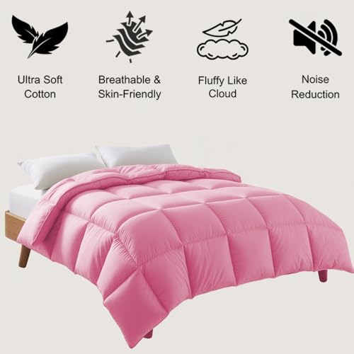Image of Emperor Size Comforter Set - All Season Down Alternative Bedding Comforter Set - Quilted Duvet Insert with Corner Tabs - Box Stitched Blanket - Breathable, Soft - Pink
