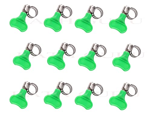 Image of BATH GURU Stainless Steel Hand Adjustable Worm Gear Key Type Hose Clamps 1 Inch Gas Water Tap Garden Pipe Clamp Clips for Plumbing Mechanical & Multi Uses (Pack Of 12, 1 Inch)