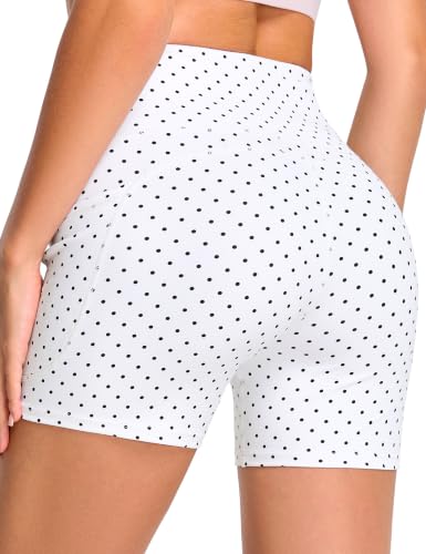 Image of THE GYM PEOPLE High Waist Yoga Shorts for Women's Tummy Control Fitness Athletic Workout Running Shorts with Deep Pockets