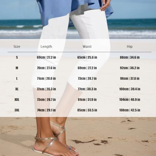 TIAFORD Women's Summer Casual Loose Capri Leggings Elastic High Waisted Lightweight Beach Vacation Cropped Pants3