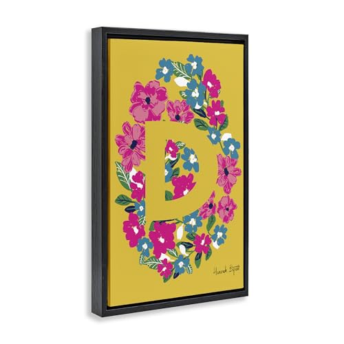 Lienzo flotante con la letra D para solucionar paredes vacías con arte floral 4