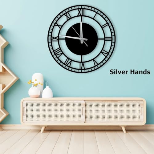 Image of Stylish Metal Wall Clock for Living Room, Bedroom, Office, Kitchen, Home and Hall | Antique Fancy Big Size Modern Wall Watch for Home Decor (DA-42, 60 CM)