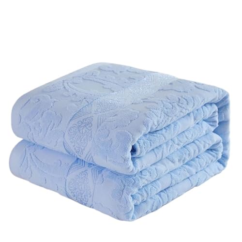 Solid Color Towel Blanket Duvet Cover 60x80 Twin Size Thin Cotton Comfy Soft Carved Terry Cloth Blanket Bed Blankets for All Seasons Traveling Camping Picnic Blankets Bedroom Decor Light Blue