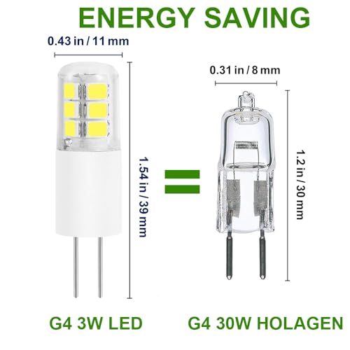 HUAMu G4 LED Light Bulb, Super Bright 3W Halogen Replacement, 25W Equivalent, Non-Dimmable, Cool White, DC/AC 12V, 360 Degree - Image 4