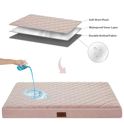 WNPETHOME Orthopedic XXL Dog Beds Large Sized Dog, Waterproof Extra Large Dogs Bed with Removable Washable Cover, Multi-Needle Quilting Dogs Crate Bed