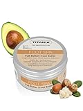 TITANIA Fußbutter für trockene Füße, Intensivpflege & Fußmaske mit Sheabutter & Avocadoöl - Cosmos Natural zertifiziert, Fußcreme Vegan, Soft Feet Effekt, 100 ml