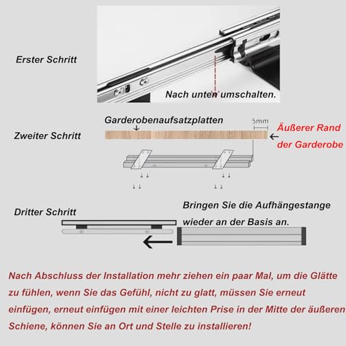 ANXJLEO Pull Out Clothes Hanger Rail Rack,Extendable Trouser Hangers, Space-saving,Telescopic Rail Heavy Duty - Image 4