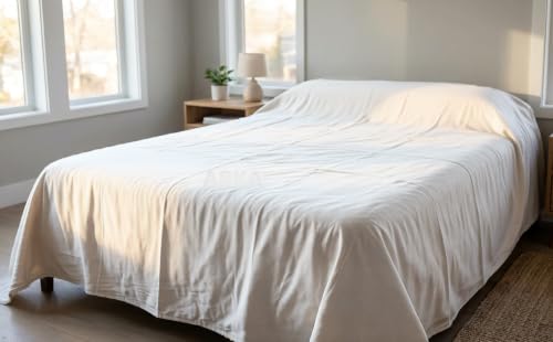 Image of Arka Home Products Dust Sheet Drop Cloth, Canvas (Natural) Protective Furniture Covers - HeavyDuty, Durable, Dust-Proof & Reusable for Painting, Decorating, Storage (12 X 10 Ft)