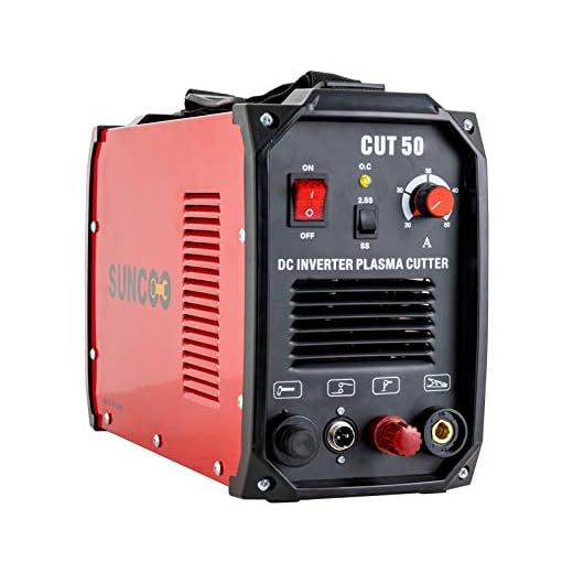 Non-Touch Pilot Arc Plasma Cutter 50 Amp DC Inverter Metal Cutting Machine, Automatic Dual Voltage 110/220V Red