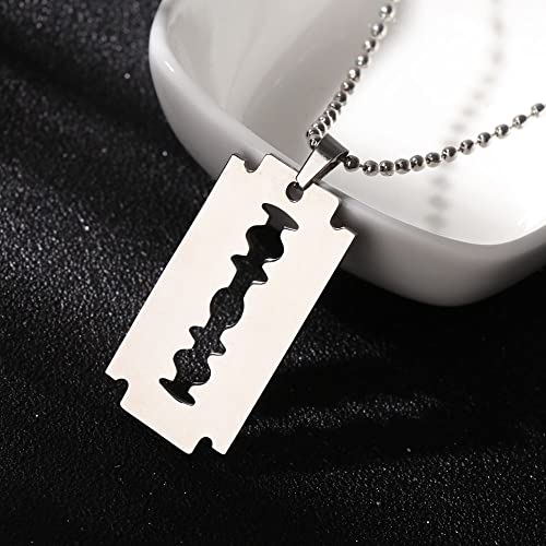 HomeSoGood Pendant Unique Razor Blade Shaped Punk Street Unisex Stainless Steel4