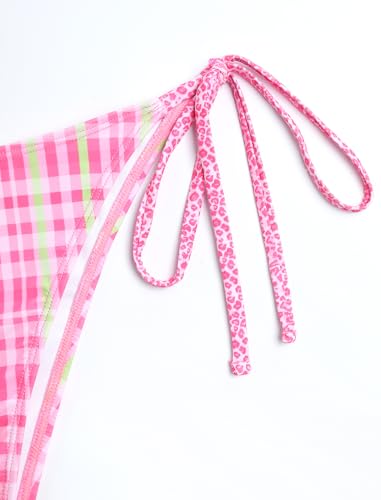 Image of ZAFUL Women's Polka Dot Bikini Set Double Layer Halter Swimsuit Colorblock Side Tie 2 Piece Bathing Suit