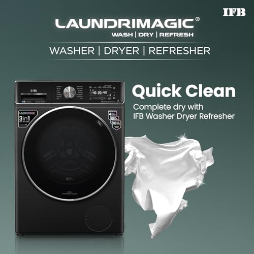 Image of IFB 11 /7 /3 kg Fully Automatic Washer Dryer Refresher with Steam Refresh, AI DOS, 100% Dry Clothes, 9 Swirl Wash Mimic Handwashing, WiFi & Eco Inverter Motor (WDR Executive Plus ZBG, Black)