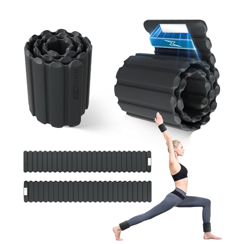 Wrist and Ankle Weights for Women & Men 2 Pack (1lb Each), Adjustable Silicone Wearable Arm & Leg Weights for Pilates, Gym, Yoga, Cardio, Strength Training (Magnetic Black)