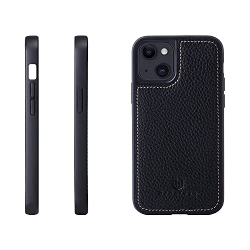 iPhone 14 ケース 本革 シュリンクカーフレザー 耐衝撃 ハンドメイド ギフト おしゃれ シンプル メンズ レディース スマホケース 黒 ブラック SPG-14-Black