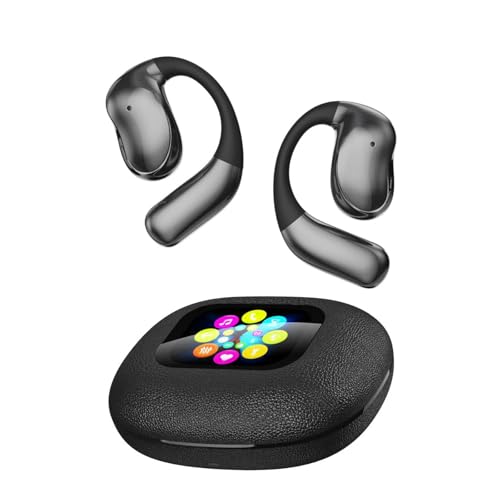 NVAHVA Open Ear Earbuds, Over The Ear Headphones with Hooks, Wireless Earphones for Running, Ultra-Comfort,Snug Fit,Powerful Bass,Clear Mic, Workout Bluetooth Earbuds with Touch Screen Charging Case