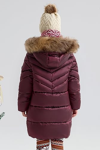 Image of SOLOCOTE Girls Winter Coat - Heavyweight Water-Resistant Faux Fur Hood Sherpa Lined Elastic Cuffs with Zip Pockets Long Parka