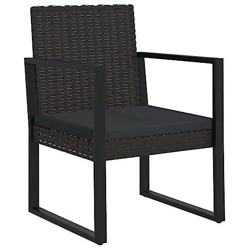 vidaXL Gartensessel, Sessel mit Kissen, Stuhl für den Außenbereich, Gartenstuhl Gartenmöbel Terrassensessel Outdoor Sessel, Schwarz Poly Rattan