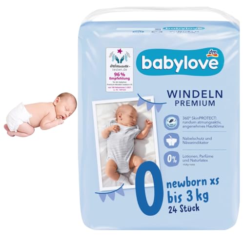 babylove Windeln Premium extra weich Größe XS, newborn bis 3kg, 1 x 24 St