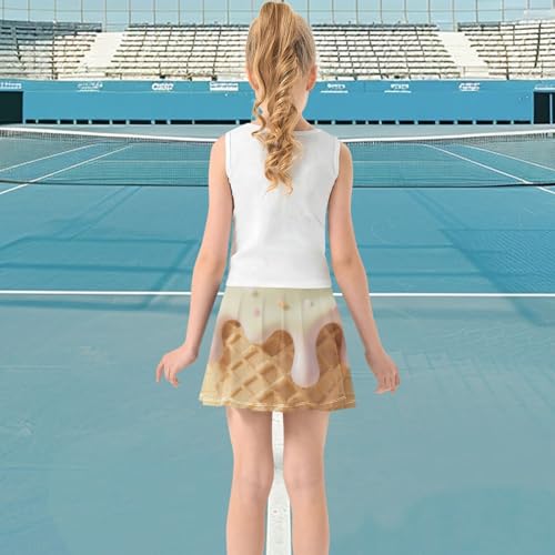visesunny Girl's Golf Skirt Athletic Cute 3D Ice Cream Cone Tennis Skort Sport Activewear with Double Layer Pockets3