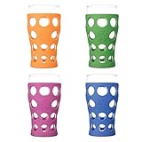 Lifefactory 20-Ounce BPA-Free Indoor/Outdoor Wine Glass with Protective Silicone Sleeve, 4-Pack, Multicolor