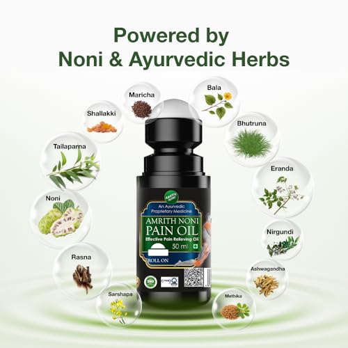 Image of Amrith Noni Pain RollOn 50ml | Ayurvedic pain Relief Rollon for low Back pain, Joint pain, Knee pain, Body Pain, Ankle pain, Muscle pain, Neck Pain, shoulder Pain, Elbow Pain - Pack of 2