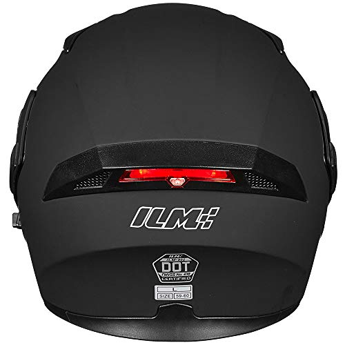 Ilm 902-LED-MB-L Motorcycle Dual Visor Flip Up Modular Full Face Helmet Dot Led Light Model 902Ls thumb #5