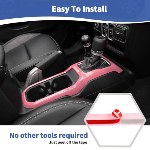 RT-TCZ for Wrangler JL Dash Trim Cover Pink, Gear Shift Panel Trim Frame for Jeep Wrangler JL JLU Gladiator JT 2018-2023 Pink Interior Accessories 3pcs by RT-TCZ - Image 5