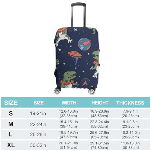 Funny Astronaut Dinosaur Rocket Printed Luggage Cover Protector, Fits 18-32 Inch Luggage2