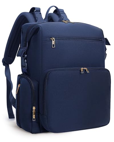 CEI-CEI Diaper Bag Backpack Neoprene Waterproof Baby Bags with Changing Pad, Large Newborn Baby Maternity Bags Travel Tote with Insulated Pockets (Dark Blue)