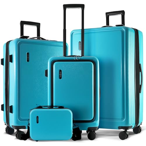 Image of Hard Shell Luggage Sets with Spinner Wheels 4 Piece, Expandable Large Suitcases with TSA Lock, Travel Large Suitcase Set, Teal Luggage Set
