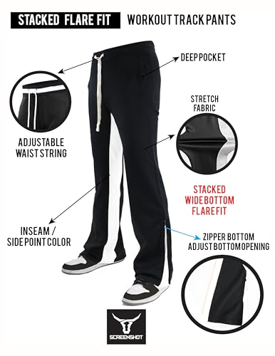 SCREENSHOT Track Pants 3202 Mens Streetwear Premium Stacked Flare Fit Urban Track Pants Workout Athletic Bottoms2
