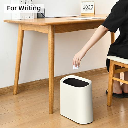 Subekyu LJT-001 2.3 Gal Trash Can For Bathroom, Small Office Garbage Can For Kitchen, Slim Rectangular Waste Bin thumb #4