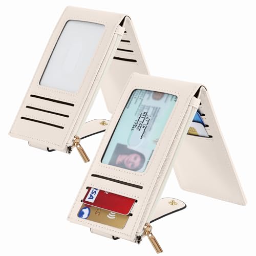 Image of Chelmon Womens Wallet Slim RFID Blocking Bifold Multi Card Case Wallet with Zipper Pocket (Beige)