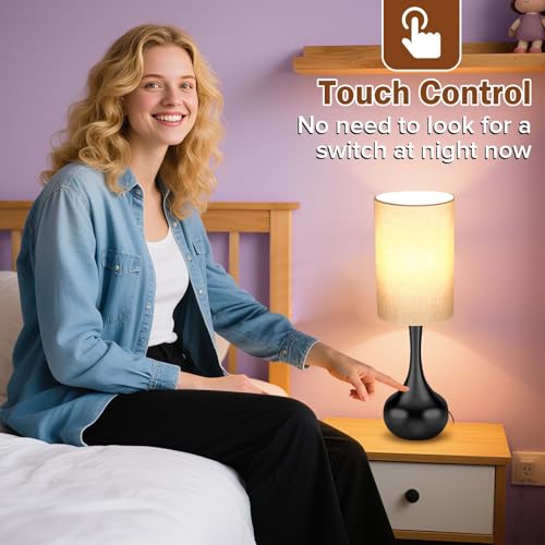 Lámpara de mesa moderna estilo Mid Century negra con control táctil miniatura 2