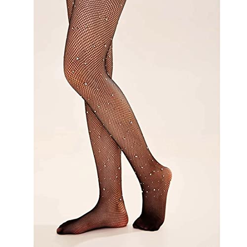 Image of Sparkle Rhinestone Fishnets High Waist Tights Party Stockings for Womens