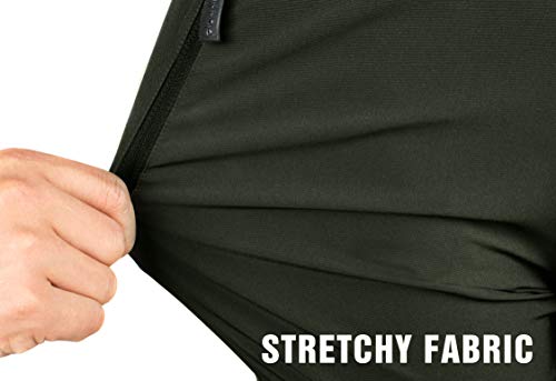 Clothin Men's Elastic-Waist Travel Pant Stretchy Lightweight Pant Multi-Pockets Quick Dry Breathable(Moss L-32) #TOP3