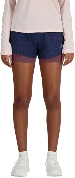 New Balance Womens Rc Printed 2-in-1 Short 3"