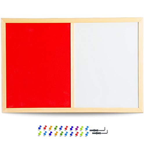 OfficeCentreu00ae Pizarra blanca magnética borrado en seco y tablero de corcho de colores, 2 tamaños, color 60x40cm Rojo