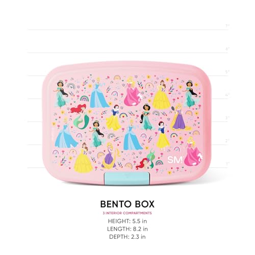 Image of Simple Modern Disney Porter Bento Lunch Box | BPA Free, Leak-Resistant, Dishwasher Safe | Lunch Container for Girls, Boys, Toddlers, Kids | 3 Compartments, Princess Rainbows
