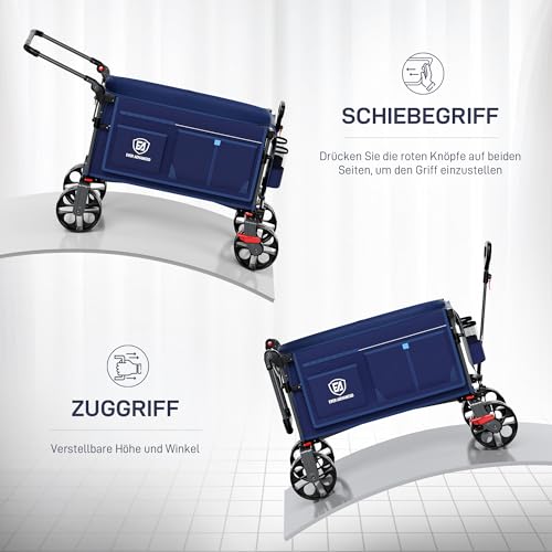 EVER ADVANCED XXL Bollerwagen faltbar 225L mit Dach (Blau) - 5