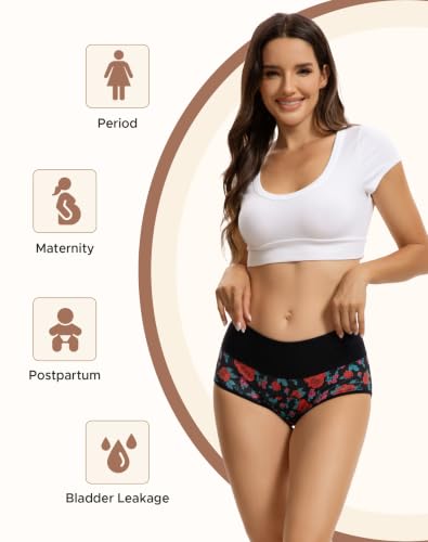 Image of INNERSY Period Underwear for Women Leakproof High Waisted Menstrual Cotton Panties 3 Pack