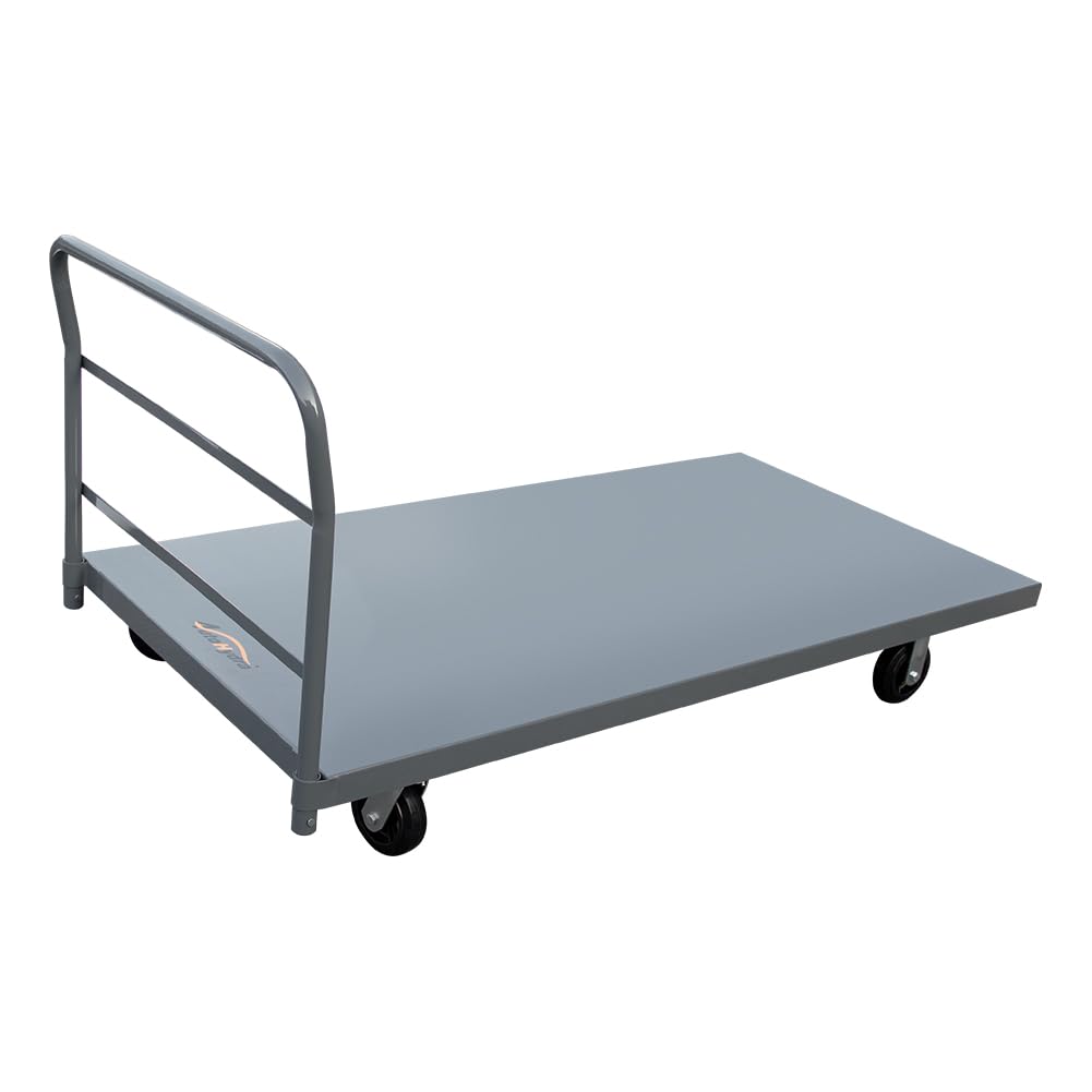 Stalowa platforma ciężarówka/gładka platforma ciężarówka o udźwigu 907 kg wytrzymały przemysłowy wózek pchany 183 cm dł. x 91 cm szer. duży wózek z platformą z kółkami 15 cm x 10 cm