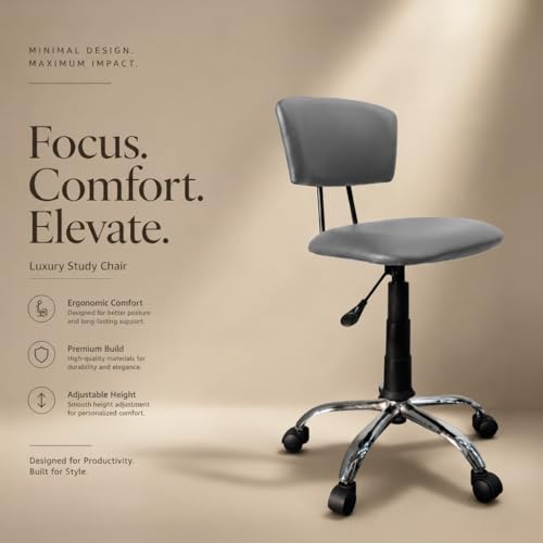 Image of DIYA Seating Vibe Square Rolling Stool (1 Year Warranty) with Comfortable Backrest Height Adjustable & Revolving Swivel Stool Chair for Study Office and Regular Work - Grey (44 inchx47 inchx85 inch)