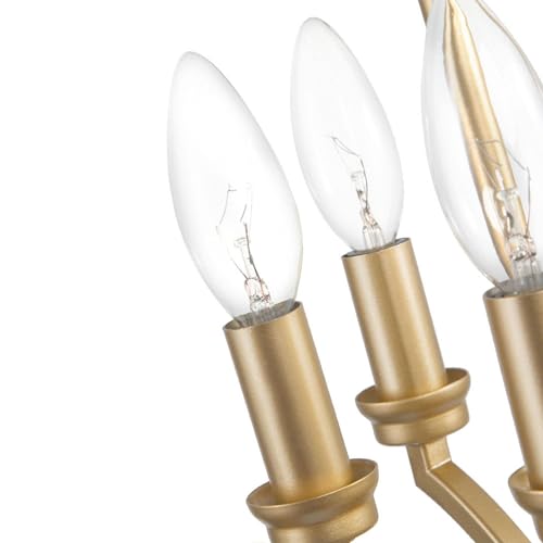 Image of KSANA Gold Chandelier, 5-Light Modern Pendant Lights Kitchen Island, 19'' Geometric Lantern Pendant Chandeliers Light Fixture for Dining Room, Bedroom, Entryway