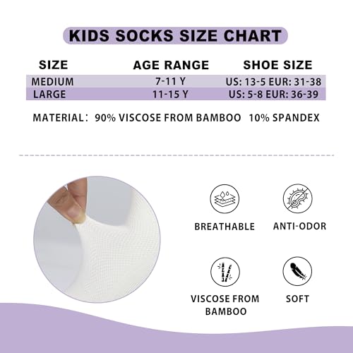 SERISIMPLE Viscose Bamboo Mesh Kids Low Cut Socks Unisex Child Ankle Athletic Socks Non Slip Breathable Boy Girl 5 Pairs3