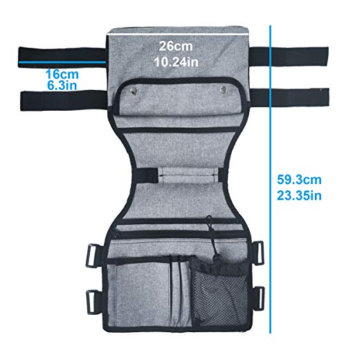 Vansun Short Gray Walker Aid - Multiple Pockets With Zipper Double Side Available, Organizer, With Multi-Type Of Pocket, Drawstring Pocket, Mesh Design, For Any Type Of Walker, Safe And Durable #TOP4