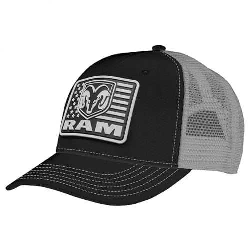 Changes Dodge Ram Patriotic Logo Patch Adjustable Trucker Hat Black