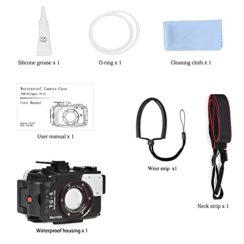 Mcoplus 195Ft/60M Tg6 Waterproof Housing Case For Olympus Tg-6 Cameras (Black) #TOP7